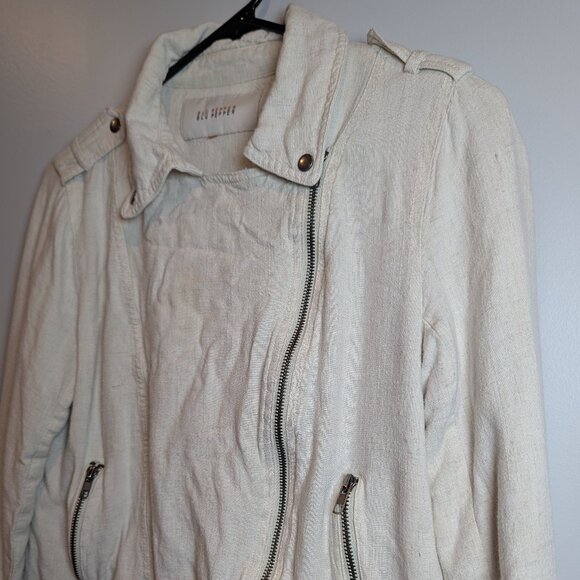BLU PEPPER MOTO BOMBER JACKET LINEN BLEND - SIZE SMALL - Picture 1 of 8